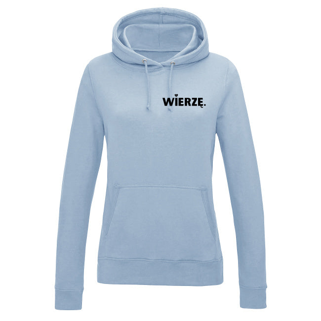 Damska bluza z kapturem „WIERZĘ.” – serce wiary
