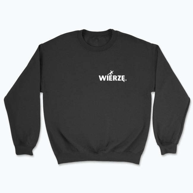 Bluza Unisex bez kaptura „WIERZĘ.” – Jezus z krzyżem