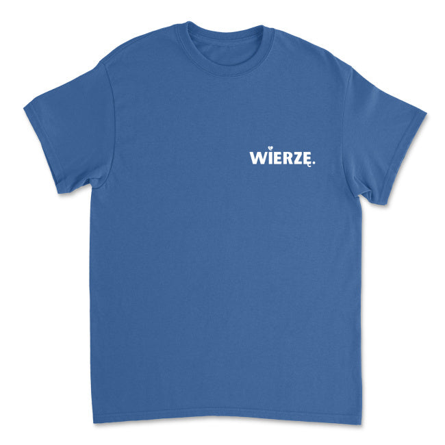 Męska koszulka „WIERZĘ.” z sercem