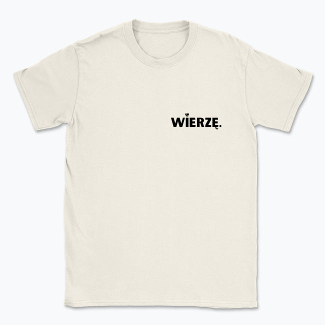 Koszulka Unisex „WIERZĘ.” – z sercem nad słowem wiary