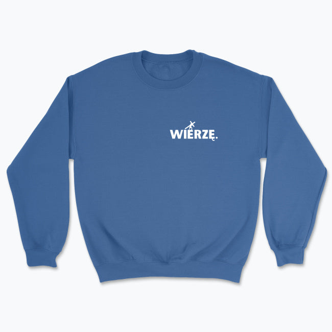 Bluza Unisex bez kaptura „WIERZĘ.” – Jezus z krzyżem