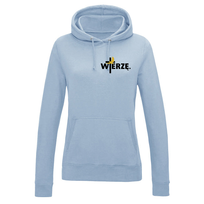 Damska bluza z kapturem „WIERZĘ.” – krzyż i Duch Święty