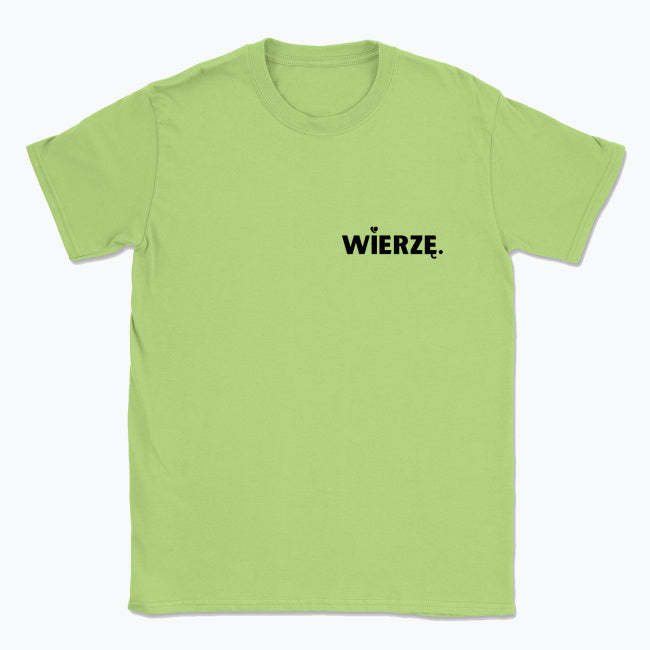 Koszulka Unisex „WIERZĘ.” – z sercem nad słowem wiary