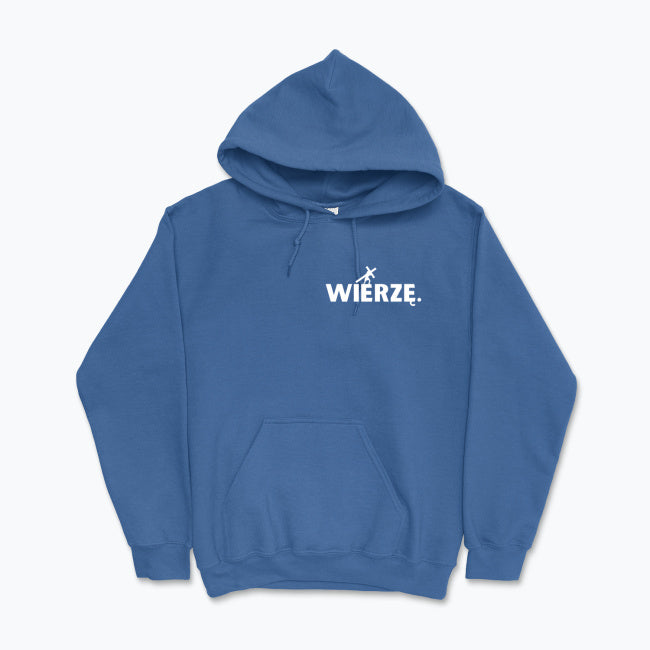 Bluza z kapturem Unisex „WIERZĘ.” – Jezus z krzyżem