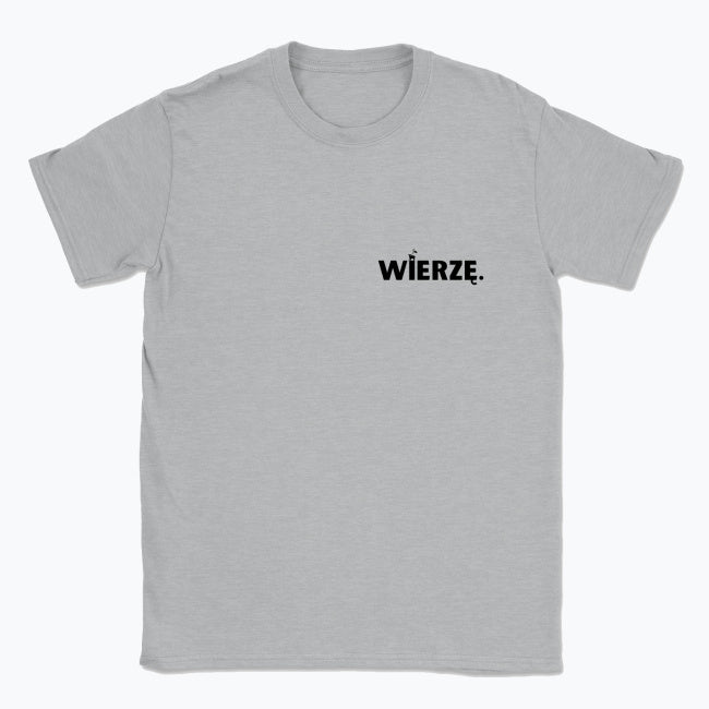 Koszulka Unisex „WIERZĘ.” – z Barankiem Bożym