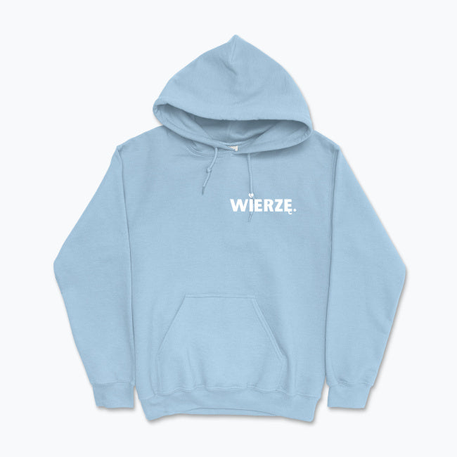 Bluza z kapturem Unisex „WIERZĘ.” – z sercem