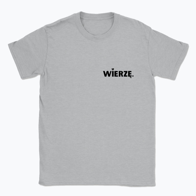 Koszulka Unisex „WIERZĘ.” – z sercem nad słowem wiary