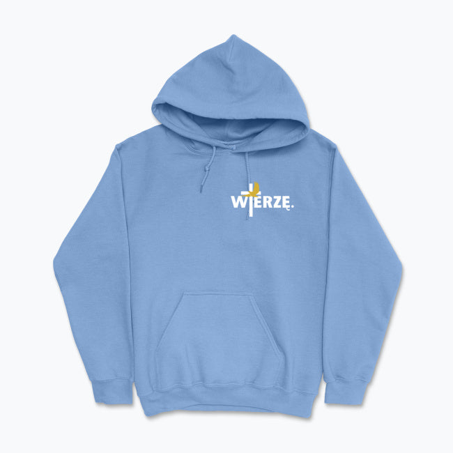 Bluza z kapturem Unisex „WIERZĘ.” – krzyż i Duch Święty