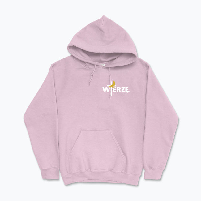 Bluza z kapturem Unisex „WIERZĘ.” – krzyż i Duch Święty