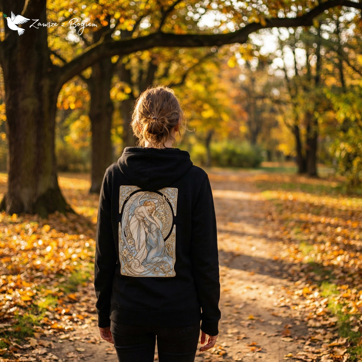 Bluza damska z kapturem "Angelus Custos" – Anielska Opieka | Zawsze z Bogiem
