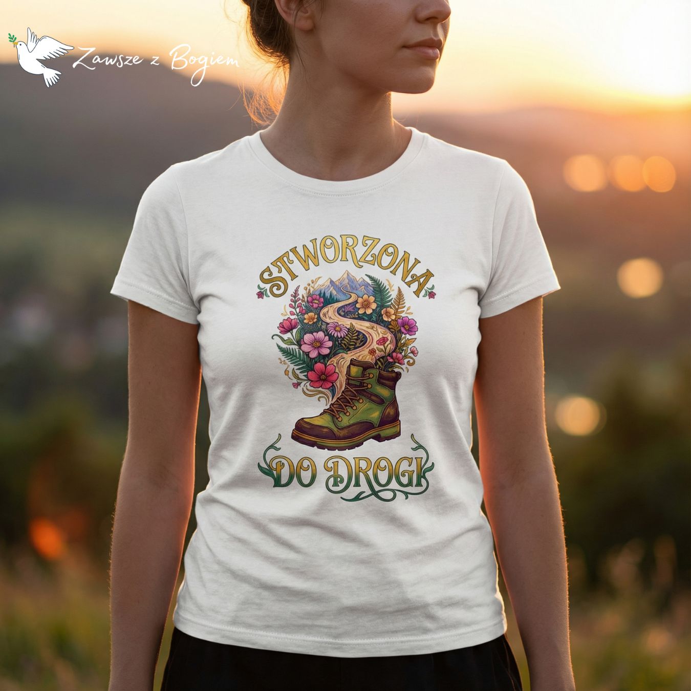 Stworzona do Drogi – chrześcijańska koszulka dla miłośniczek gór