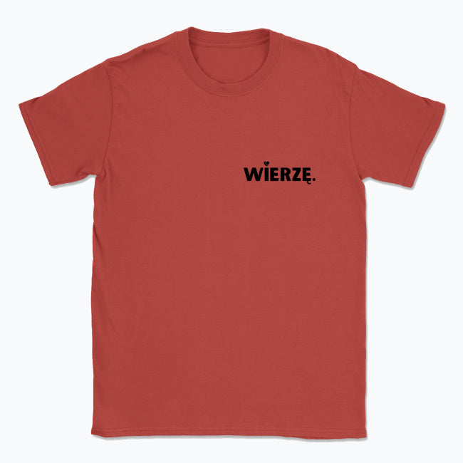 Koszulka Unisex „WIERZĘ.” – z sercem nad słowem wiary