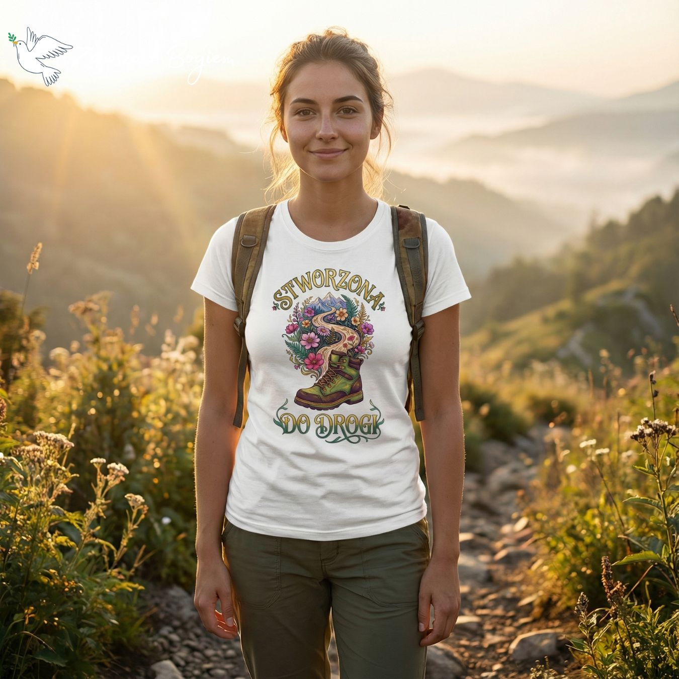 Stworzona do Drogi – chrześcijańska koszulka dla miłośniczek gór