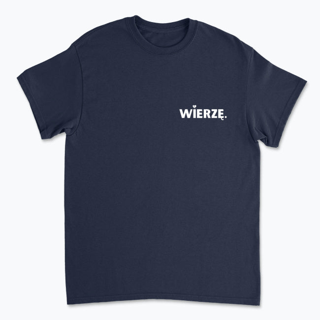 Męska koszulka „WIERZĘ.” z sercem