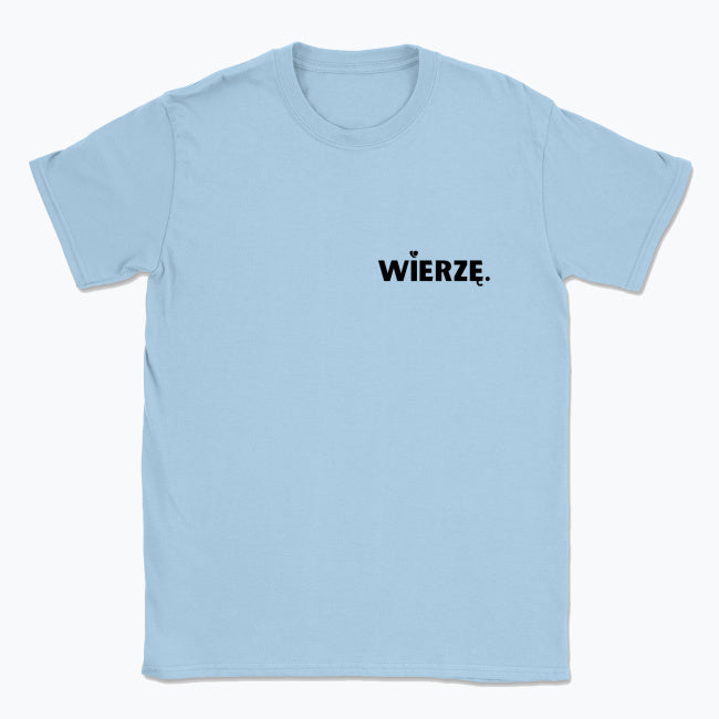 Koszulka Unisex „WIERZĘ.” – z sercem nad słowem wiary