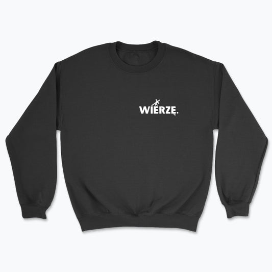 Bluza Unisex bez kaptura „WIERZĘ.” – Jezus z krzyżem