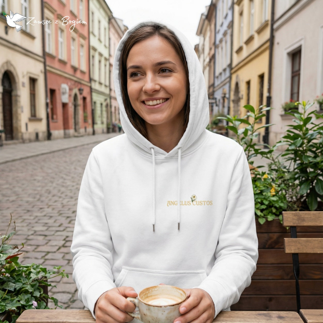 Bluza damska z kapturem "Angelus Custos" – Anielska Opieka | Zawsze z Bogiem