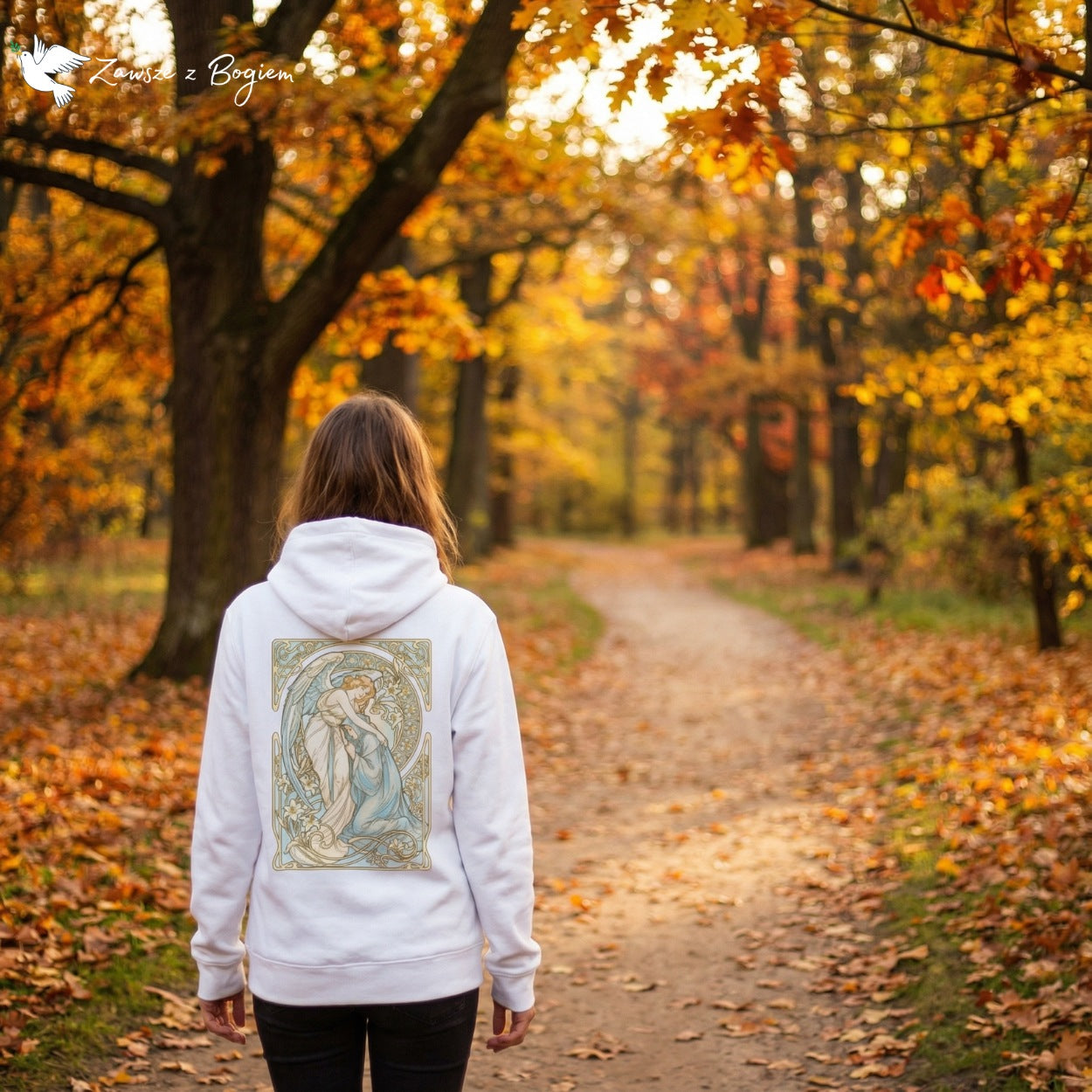 Bluza damska z kapturem "Angelus Custos" – Anielska Opieka | Zawsze z Bogiem