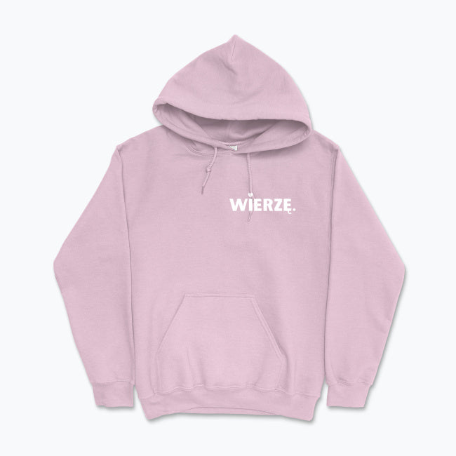 Bluza z kapturem Unisex „WIERZĘ.” – z sercem
