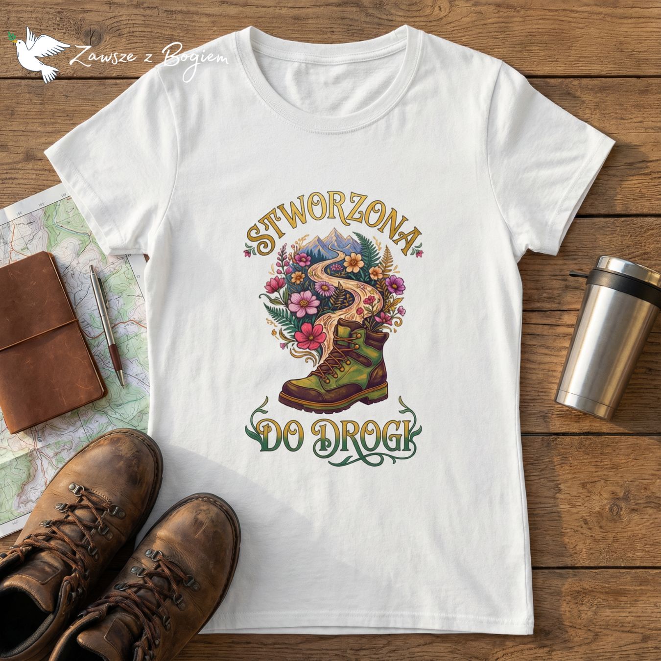 Stworzona do Drogi – chrześcijańska koszulka dla miłośniczek gór