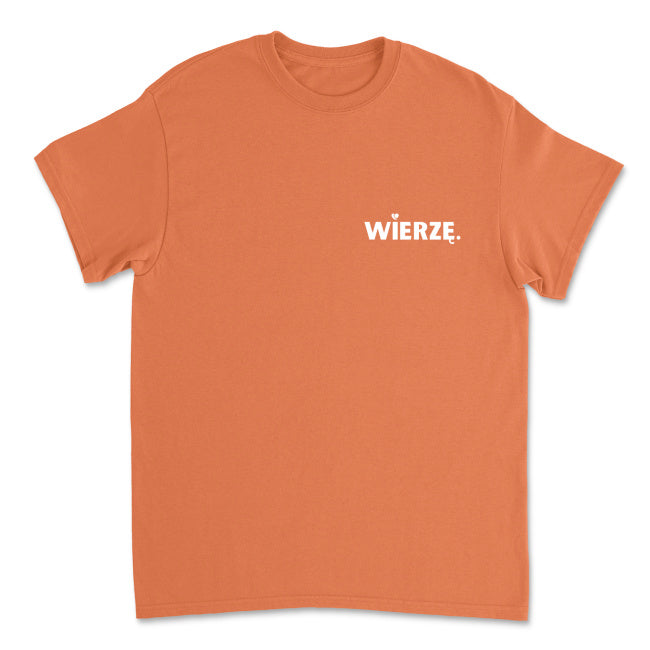 Męska koszulka „WIERZĘ.” z sercem