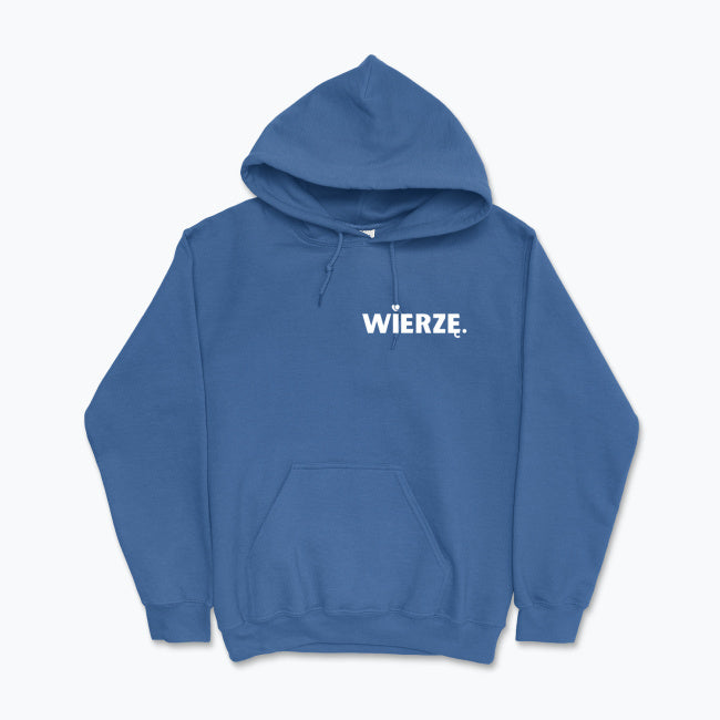 Bluza z kapturem Unisex „WIERZĘ.” – z sercem