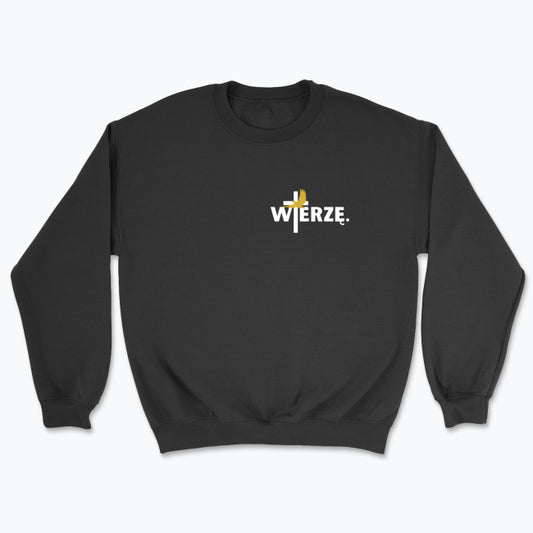Bluza Unisex bez kaptura „WIERZĘ.” – Duch Święty i krzyż