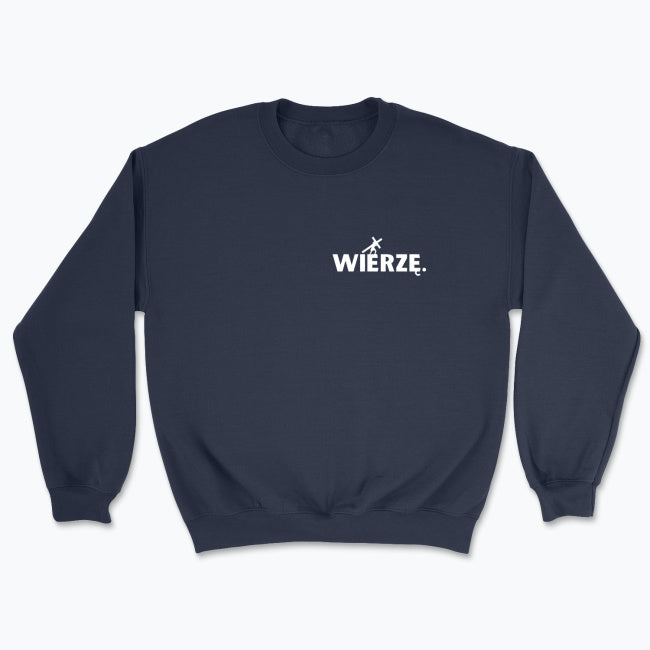 Bluza Unisex bez kaptura „WIERZĘ.” – Jezus z krzyżem