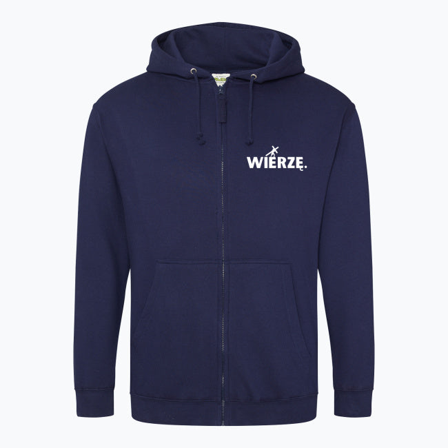 Zapinana bluza z kapturem Unisex „WIERZĘ.” – Jezus z krzyżem