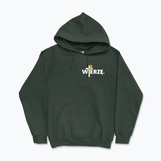 Bluza z kapturem Unisex „WIERZĘ.” – krzyż i Duch Święty