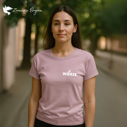 Koszulka damska „WIERZĘ.” – Jezus z krzyżem
