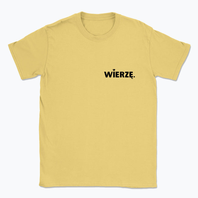 Koszulka Unisex „WIERZĘ.” – z sercem nad słowem wiary