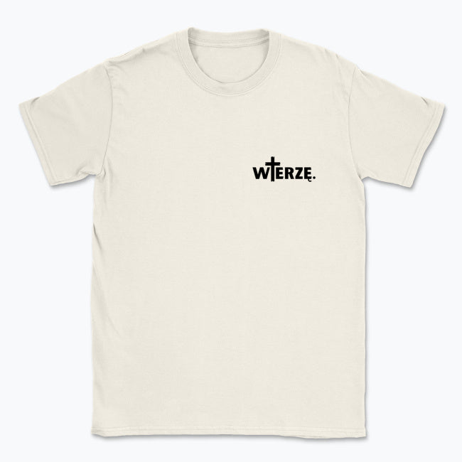 Koszulka Unisex „WIERZĘ.” – z krzyżem jako centrum