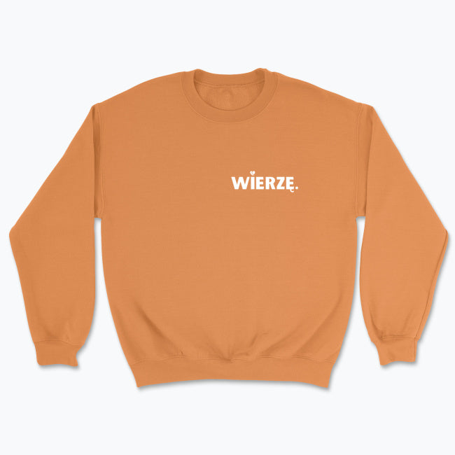 Bluza Unisex bez kaptura „WIERZĘ.” – z sercem