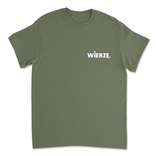 Męska koszulka „WIERZĘ.” z sercem