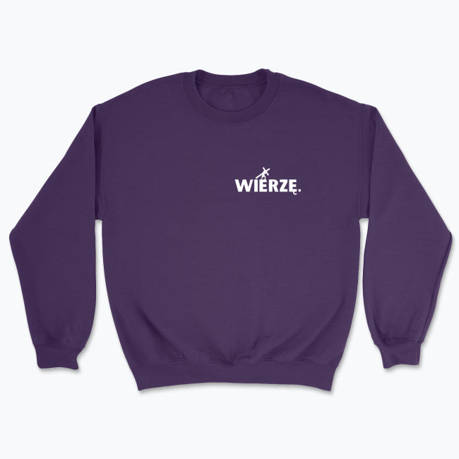 Bluza Unisex bez kaptura „WIERZĘ.” – Jezus z krzyżem