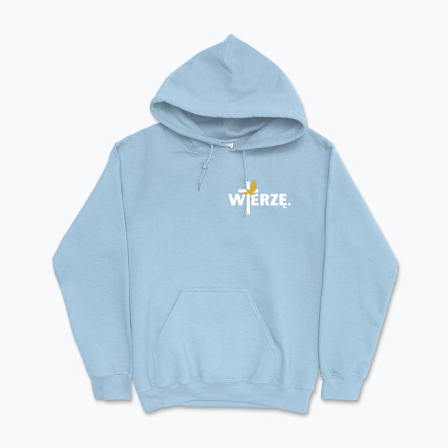 Bluza z kapturem Unisex „WIERZĘ.” – krzyż i Duch Święty