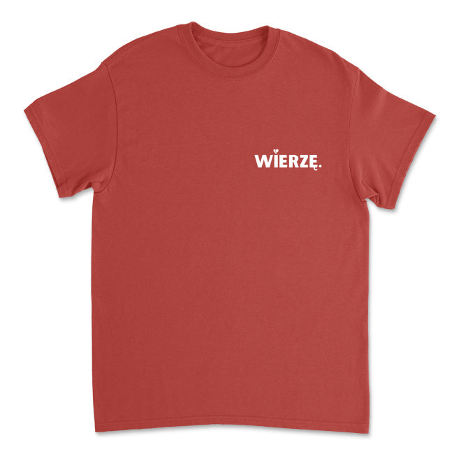 Męska koszulka „WIERZĘ.” z sercem