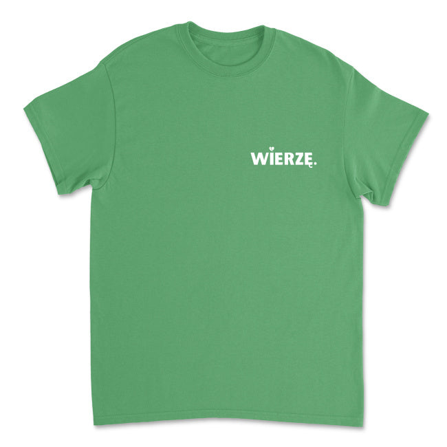 Męska koszulka „WIERZĘ.” z sercem