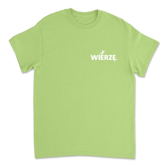 Męska koszulka „WIERZĘ.” – Jezus niosący krzyż