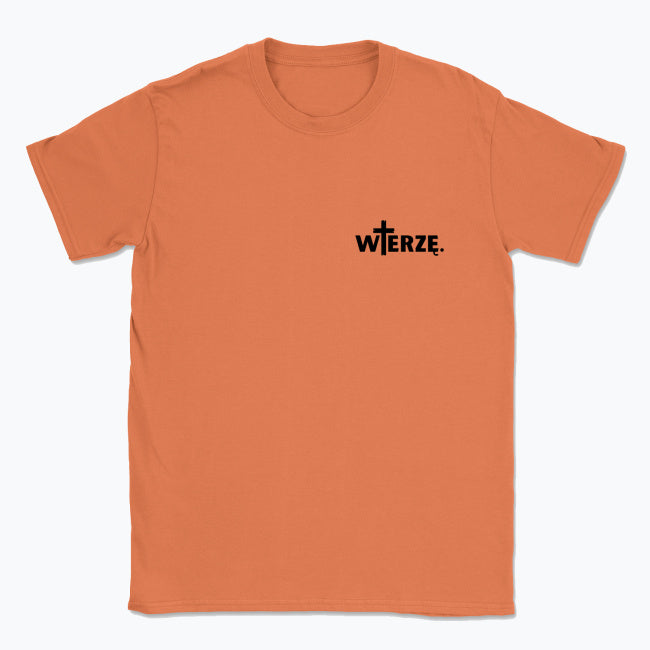 Koszulka Unisex „WIERZĘ.” – z krzyżem jako centrum