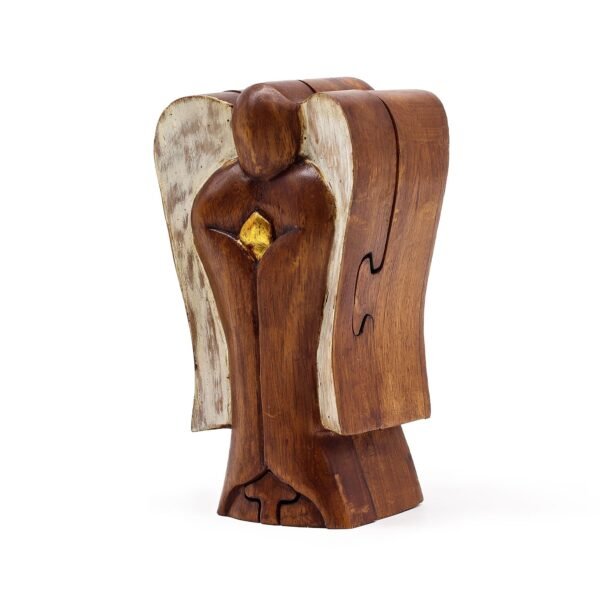 Anioł – Ręcznie Rzeźbiona Skrzyneczka (14 cm)